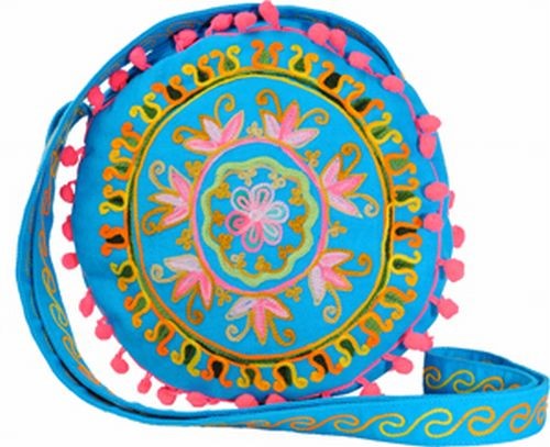 Embroidered Girly Bag, Turquoise
