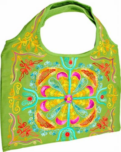 Embroidered Shoulder Bag, Lime