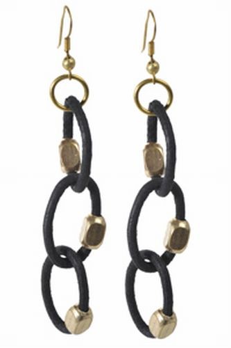 Leather Link, Black Earrings