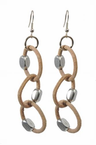 Leather Link, Natural Earrings