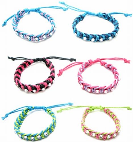 Cord Bracelets with Crystals