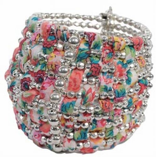 Floral and Silver Cuff Bracelet