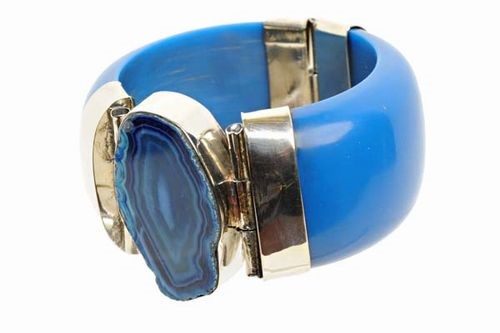 Blue Resin and Agate Bracelet