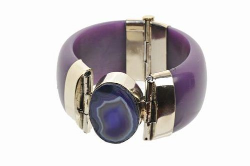 Purple Resin and Agate Bracelet