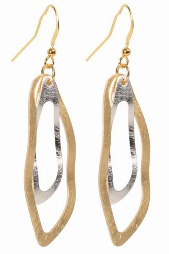 2 Tone Double Abstract Earrings