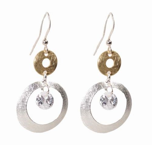 Double Hoop w/Crystal Drop Earrings