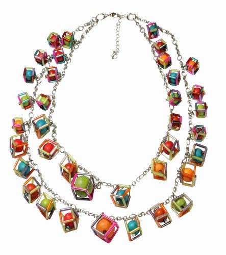 Bright Cubes Double Strand Necklace