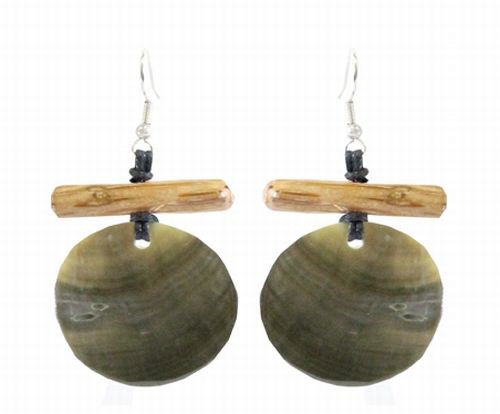 Shell and Wood Earrings