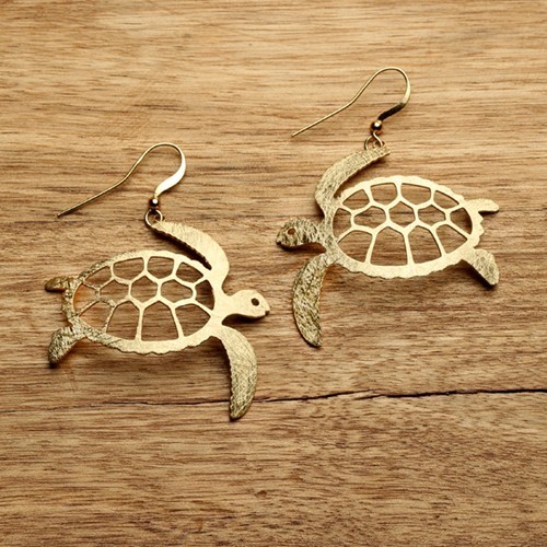 Sea Turtle Earrings Gold