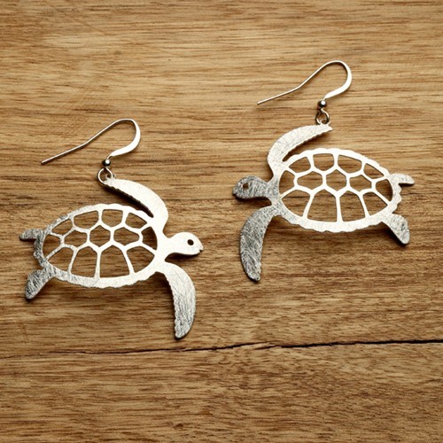 Sea Turtle Earrings Silver