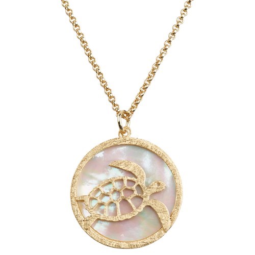 Turtle MOP Necklace Gold