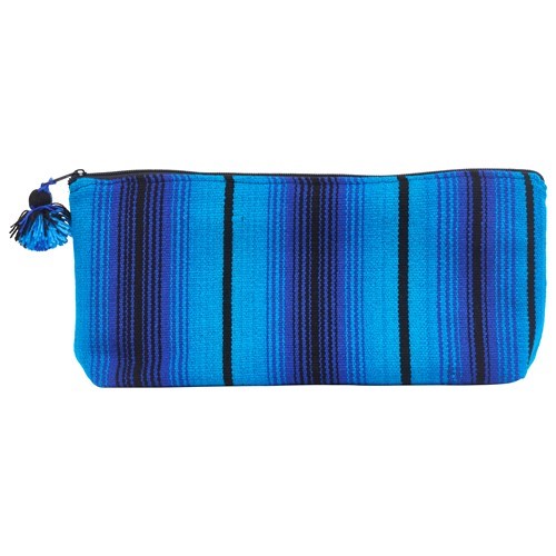 Blue Striped Cosmetic Bag