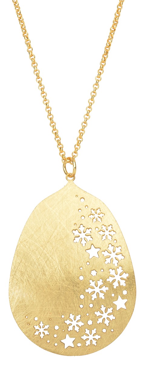 Snowflake Cutout Gold Necklace WSN48