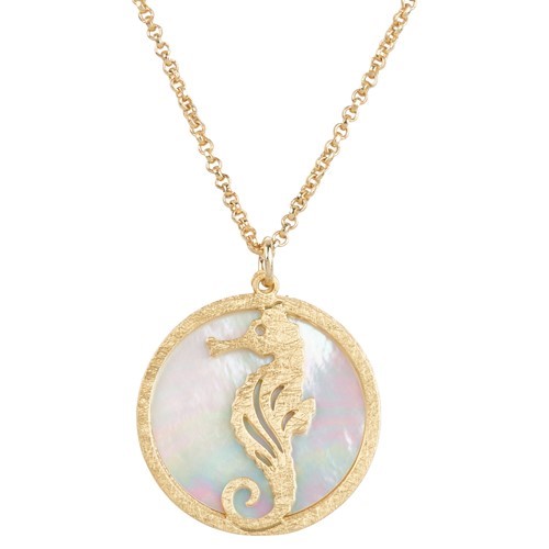 Seahorse MOP Necklace Gold WSN98