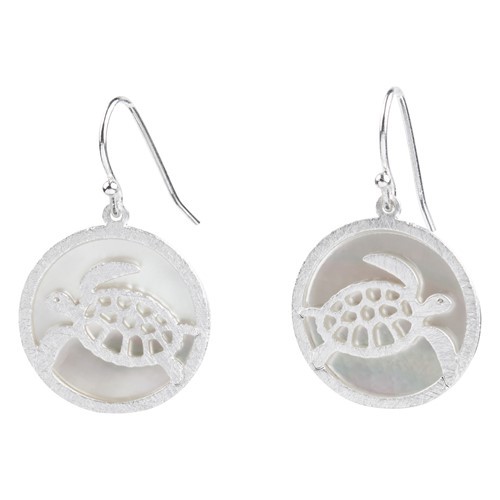 Turtle MOP Earrings Silver WSE95