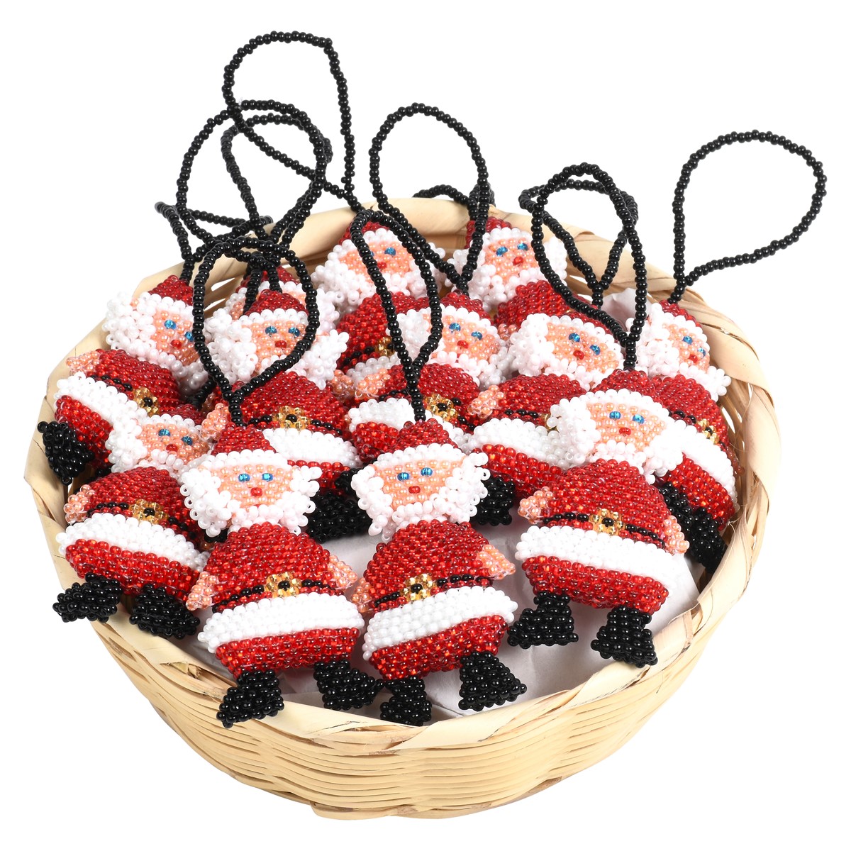 Santa Ornaments in Basket PSO006