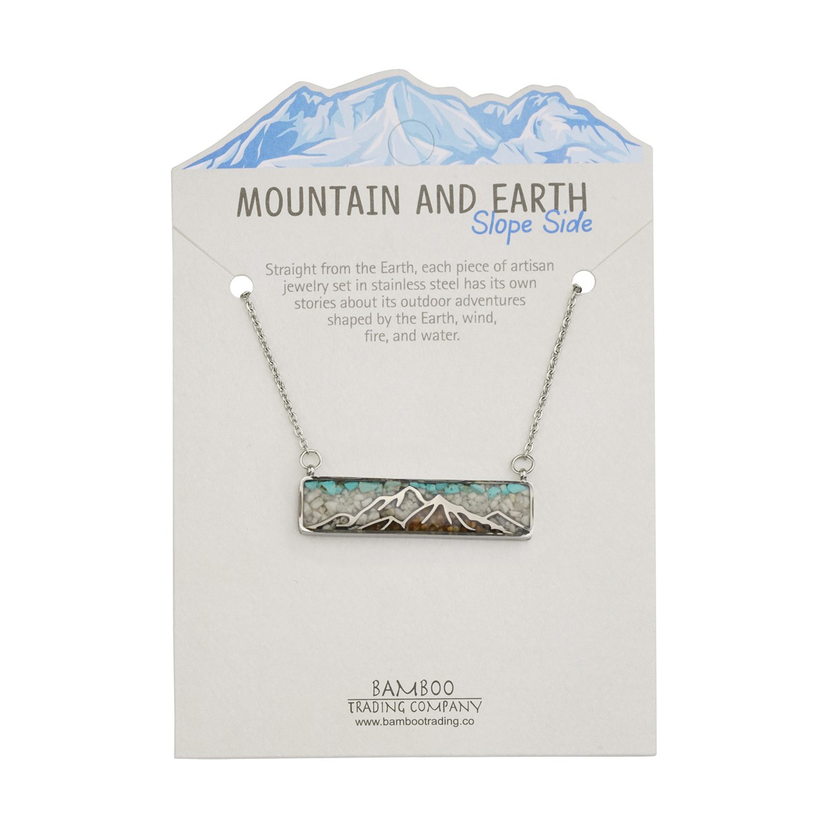 Mountain and Earth Mineral Sand Rectangle Necklace RSN1899