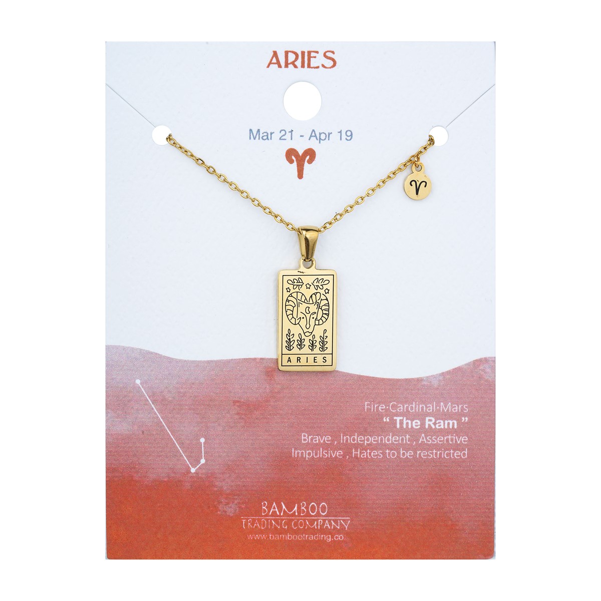 Zodiac Aries Bamboo | Gold Company Trading Necklace