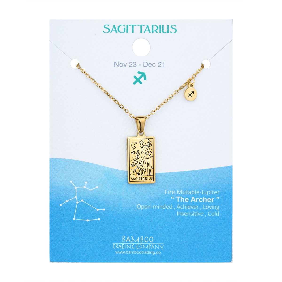 Gold Sagittarius Company Zodiac Trading Bamboo | Necklace