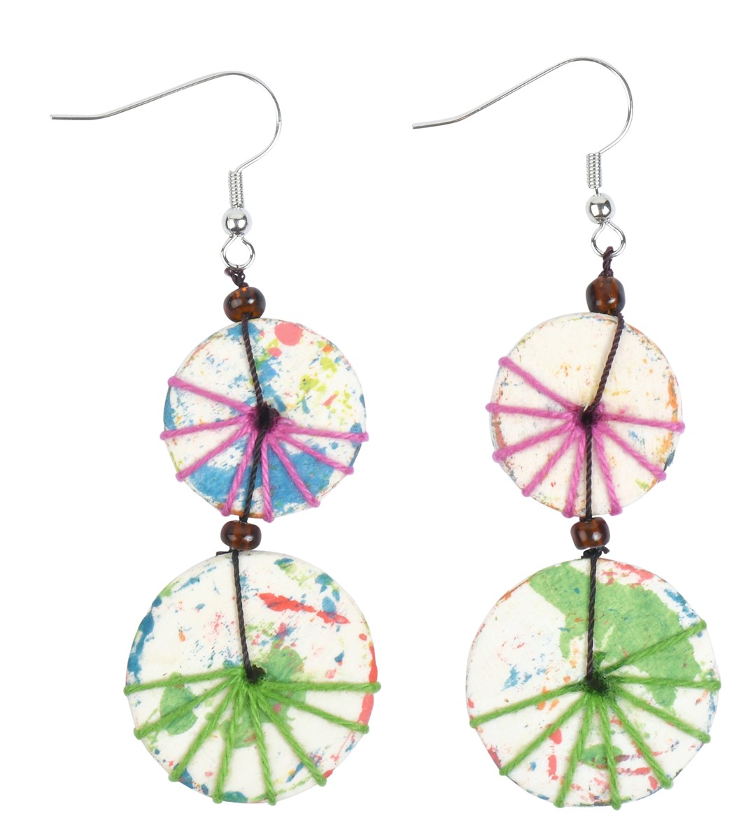 Wooden Splatter Paint Multi Earrings BPE230