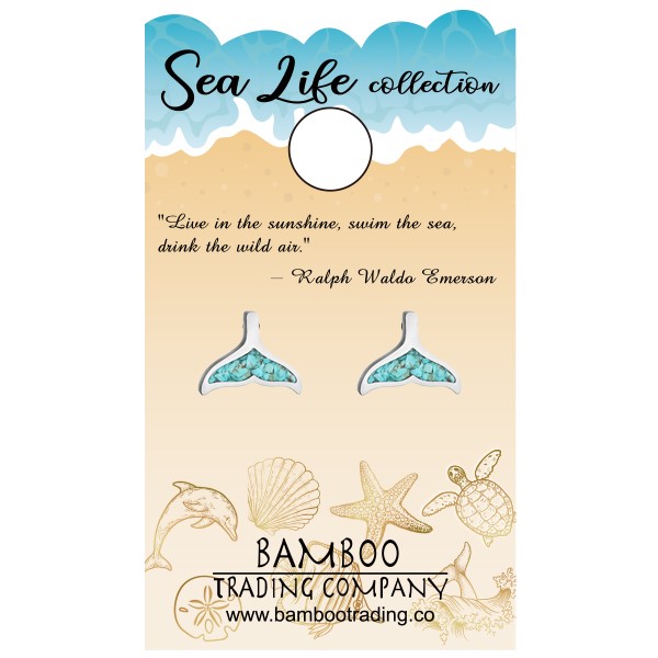 Sea Life & Earth Whale Tail Earring Post RSE247