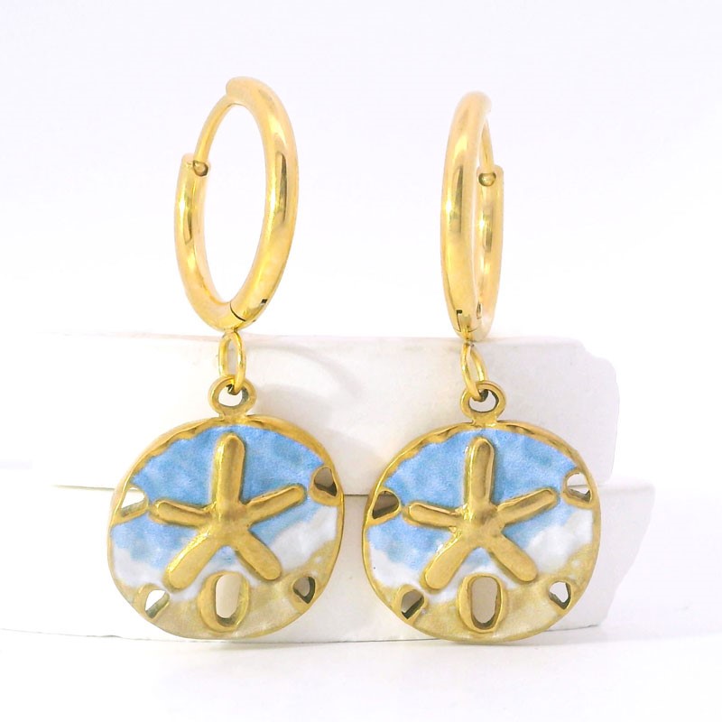 Paradise Sand Dollar Azure Earrings RSE24192