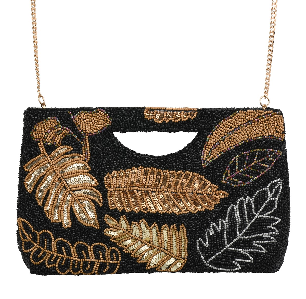 Gold Palms Half Moon Clutch NIT805