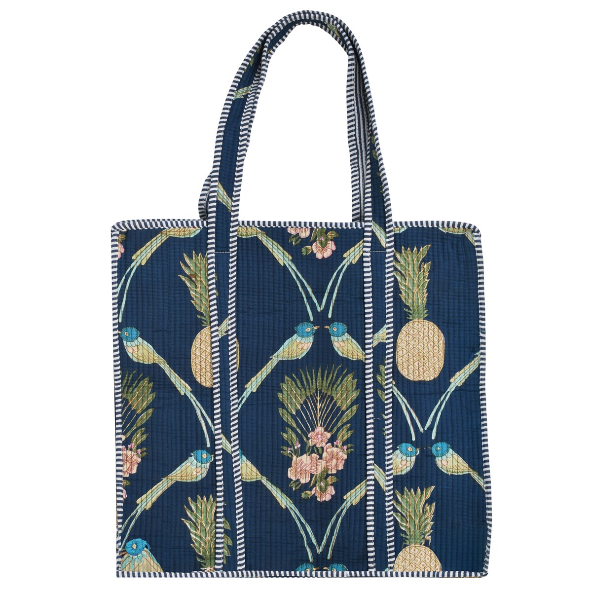 Cotton Quilted Blue Tote Bag PET002