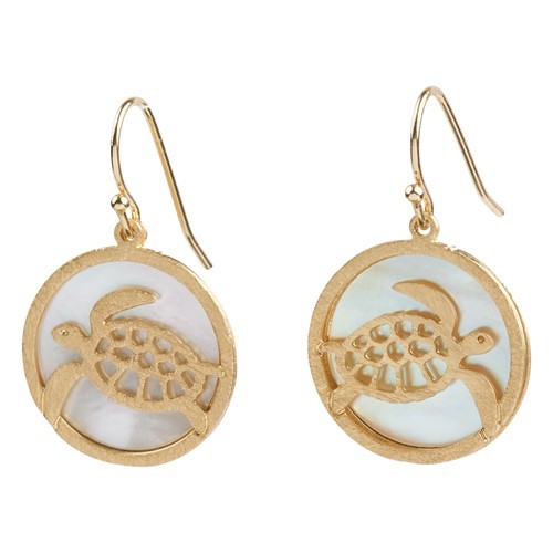Turtle MOP Earrings Gold WSE96