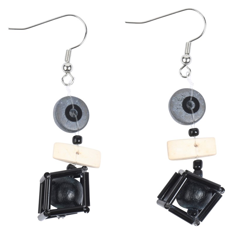 Fair and Square Earrings Black & White BPE226