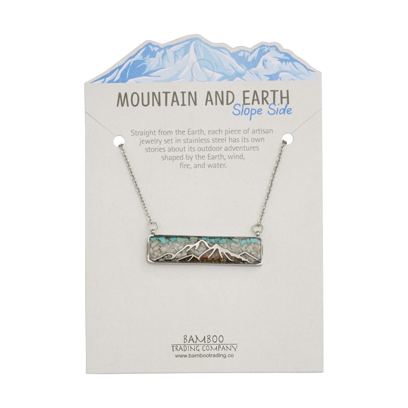 Mountain and Earth Mineral Sand Rectangle Necklace RSN1899