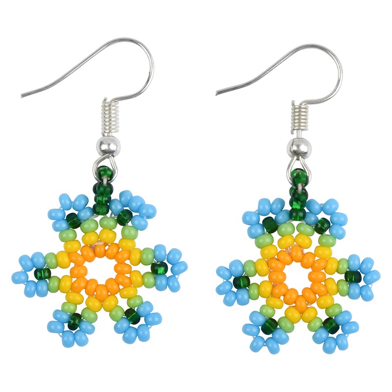 Blue Flower Dangle Earrings PSE042