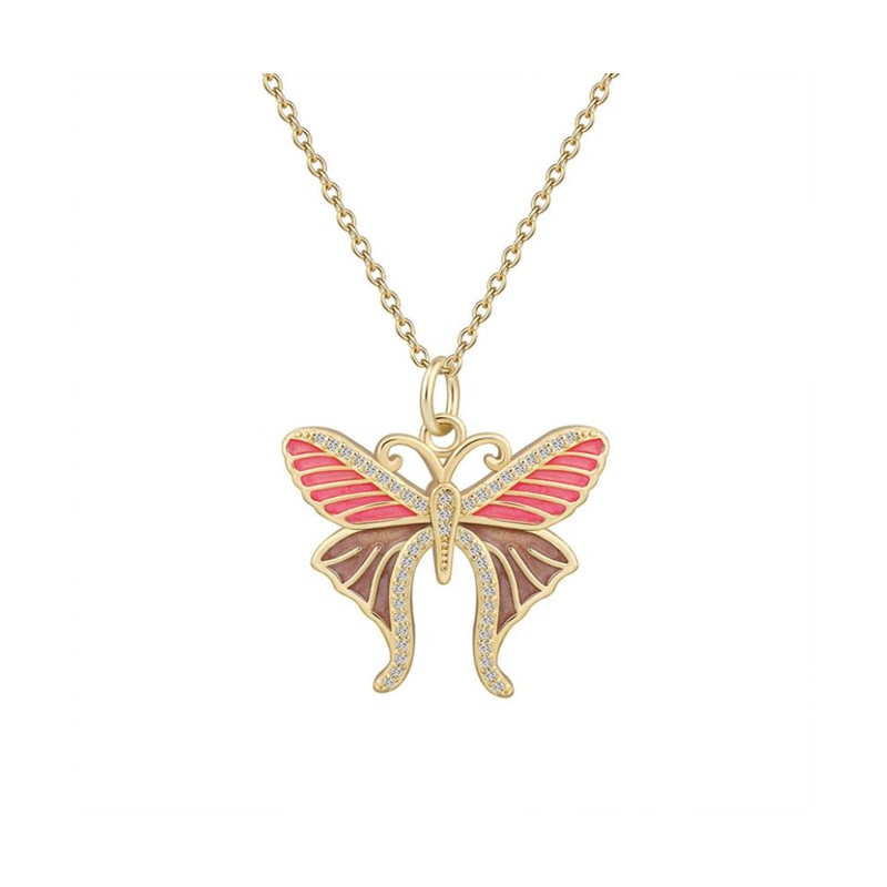 Butterfly Pink Crystal Necklace RSN2112