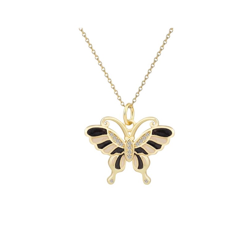 Butterfly Black Crystal Necklace RSN2115