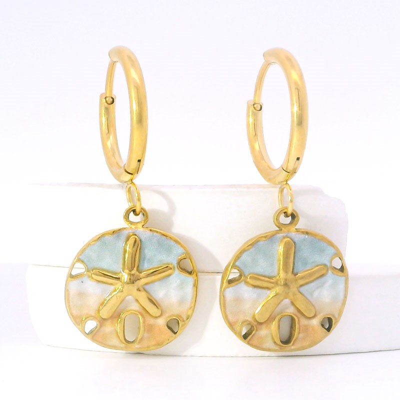 Paradise Sand Dollar Turquoise Earrings RSE24193