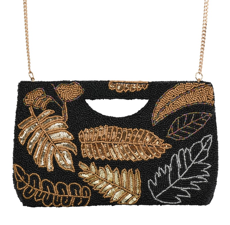 Gold Palms Half Moon Clutch NIT805