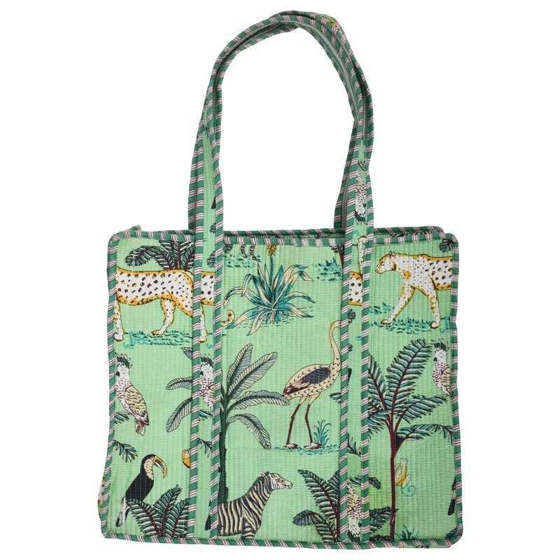 Cotton Quilted Green Tote Bag PET001