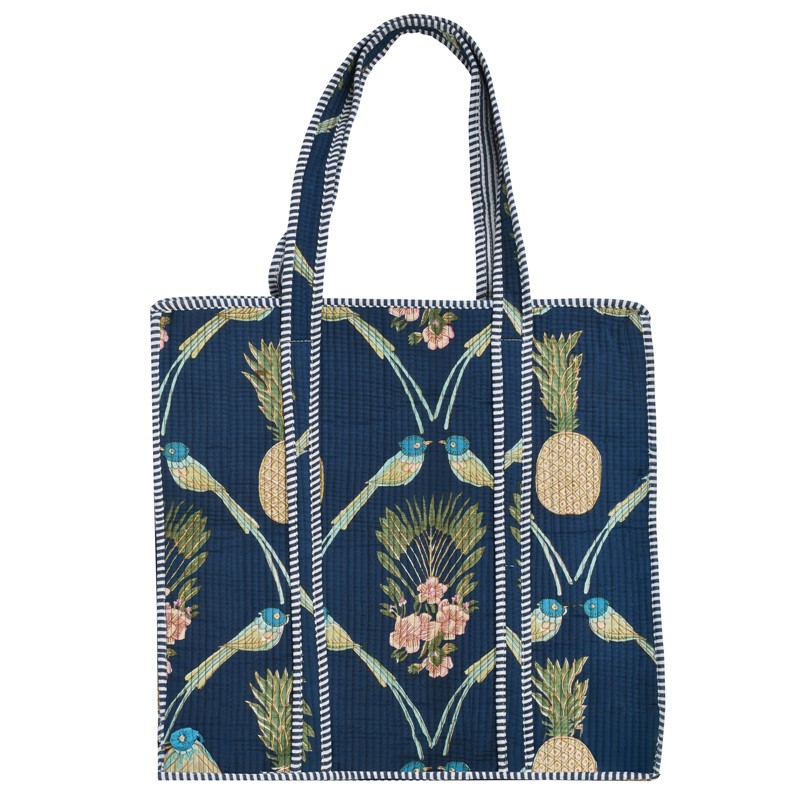 Cotton Quilted Blue Tote Bag PET002