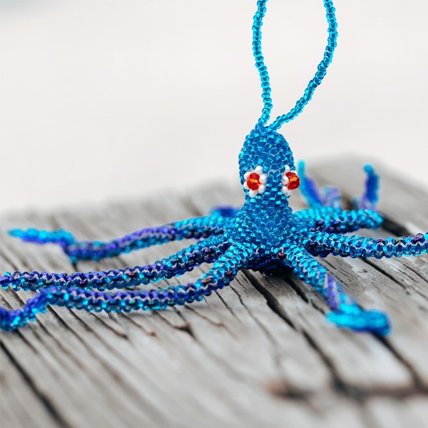 Beaded Octopus Ornament PSO005 View 2