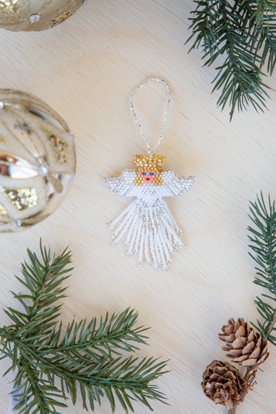 Beaded Angel Ornament in Basket PSO007 View 2