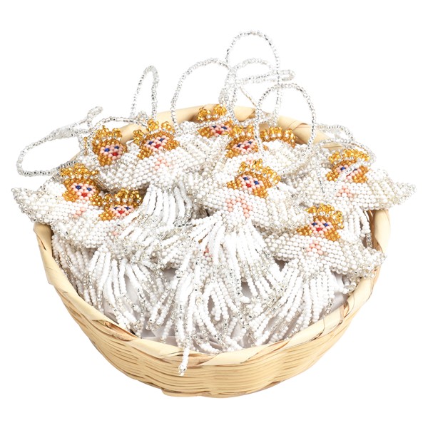 Beaded Angel Ornament in Basket PSO007