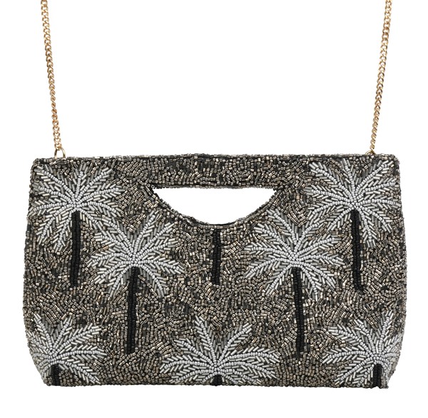 Silver Palm Half Moon Clutch NIT136