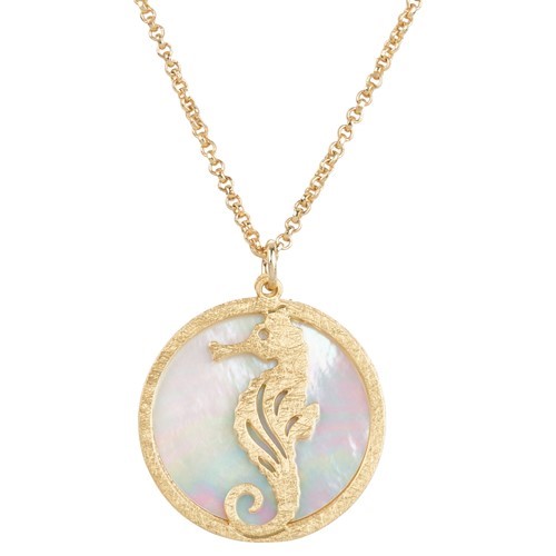 Seahorse MOP Necklace Gold