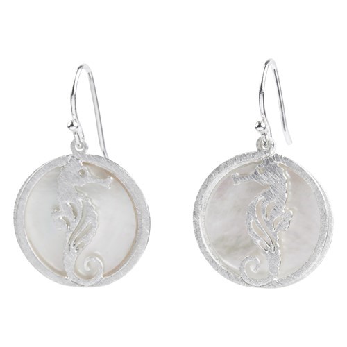 Seahorse MOP Earrings Silver