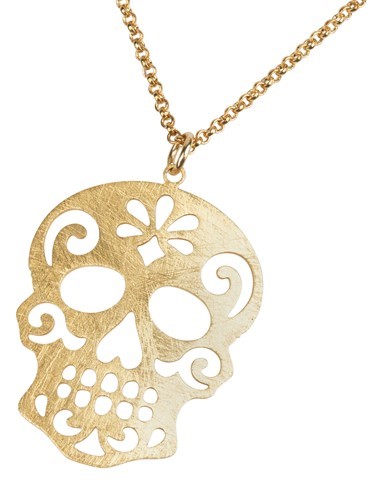 Sugar Skull Necklace Gold