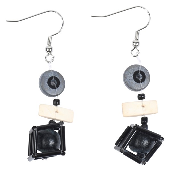 Fair and Square Earrings Black & White