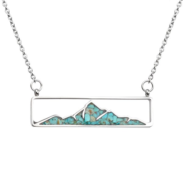 Mountain and Earth Necklace Turquoise Rectangle