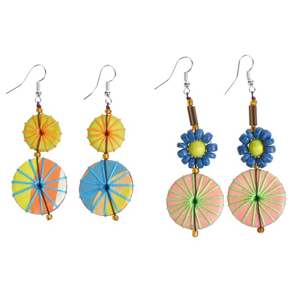 Wooden Floral Sunburst Earring