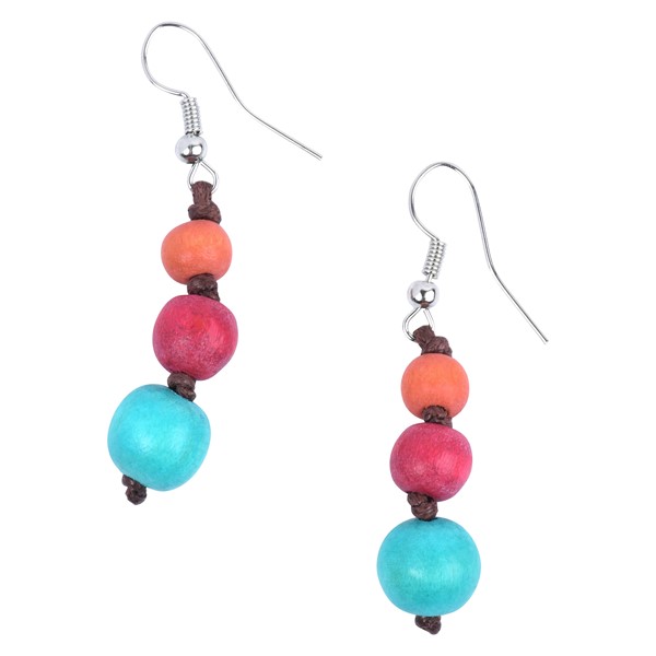 Vibrant Wood Bead Earrings