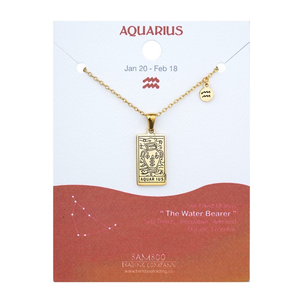 Zodiac Necklace Gold Aquarius